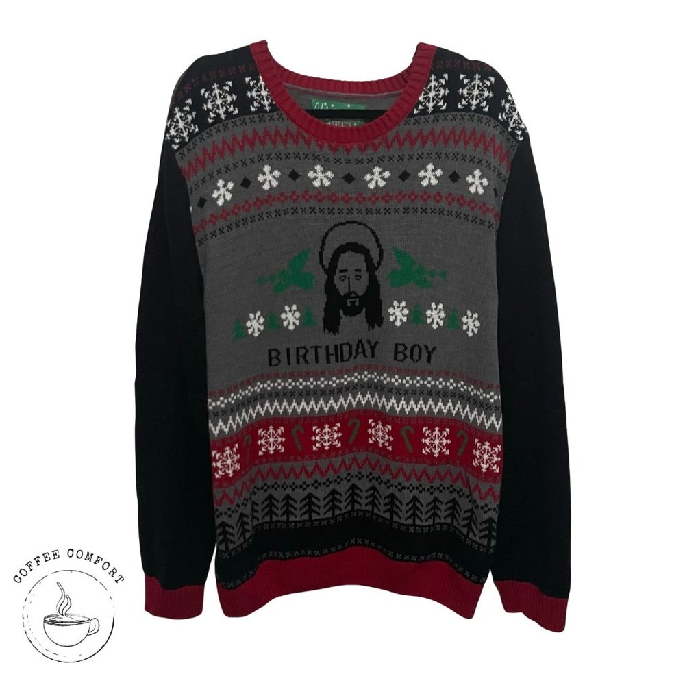 "Birthday Boy" Ugly Christmas Sweater, Mens XXL
